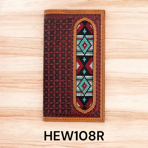 Circle SH Two-Tone Rodeo Wallet with Southwestern Embroidery