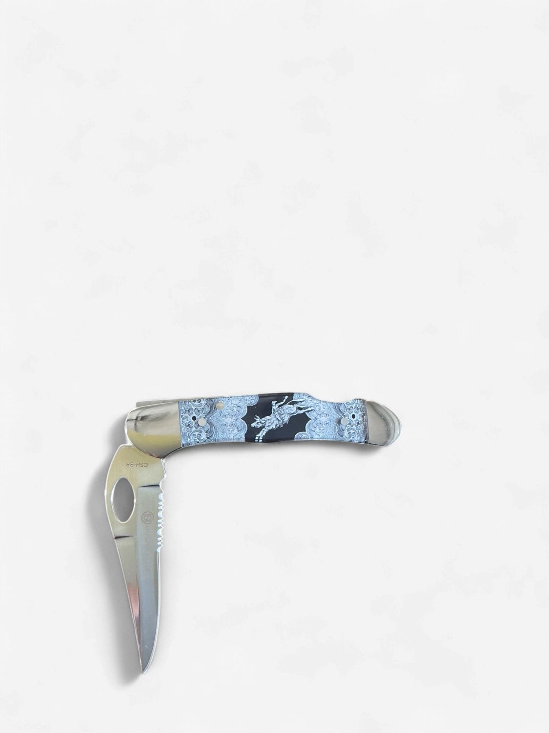 Circle SH 4 1/2-Inch Bull Rider Acrylic-Handle Folding Knife with Pocket Clip