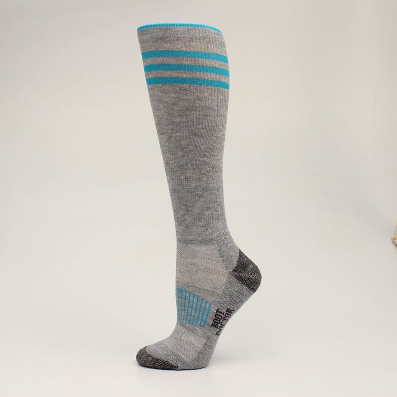 Boot Doctor Women's Over-the-Calf Full Cushion Socks 2-Pack - Grey