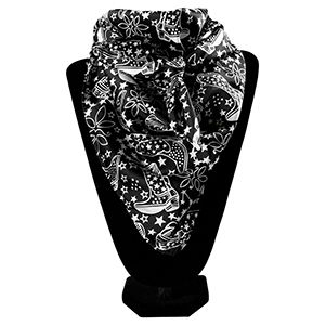 M&amp;F Western 33x33 Silk Wild Rag - Cosmic Boot Black / White