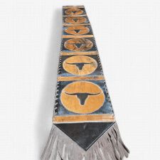 Rustic Leather Designs Table Runner Model 1 - Longhorn, Laced Border, Size 1'X6'