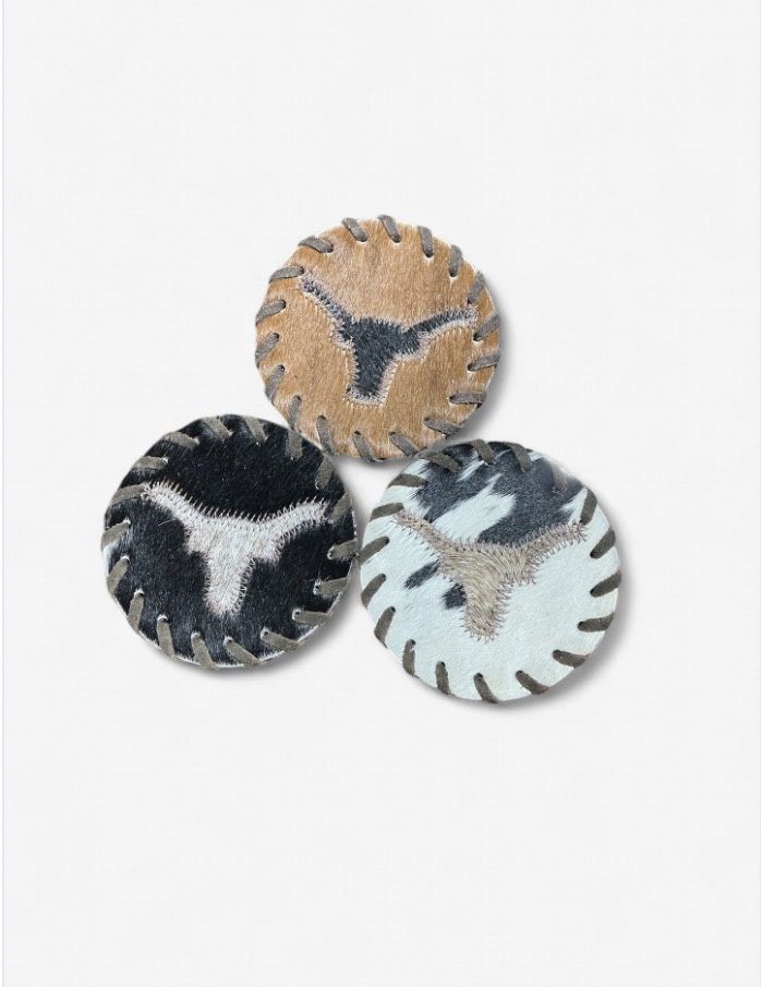 Rustic Leather Designs Coaster Longhorn Stockyards, Laced Border