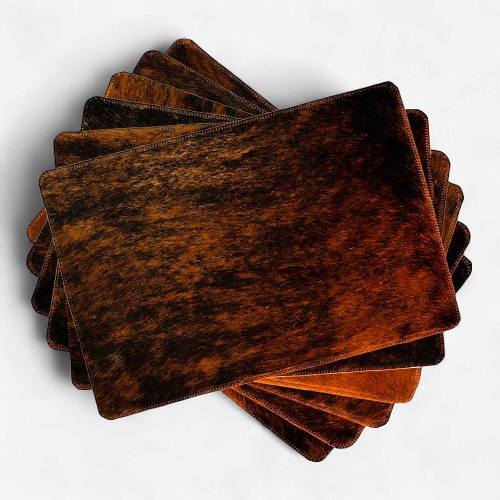 Rustic Leather Designs Placemat Medium Brindle, Stitched Border
