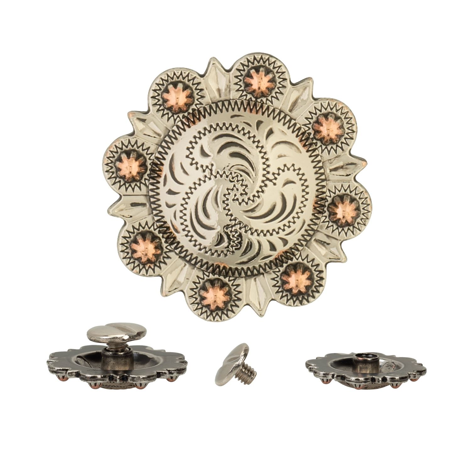 Weaver Leather Supply Berry Concho with Post, Silver Copper