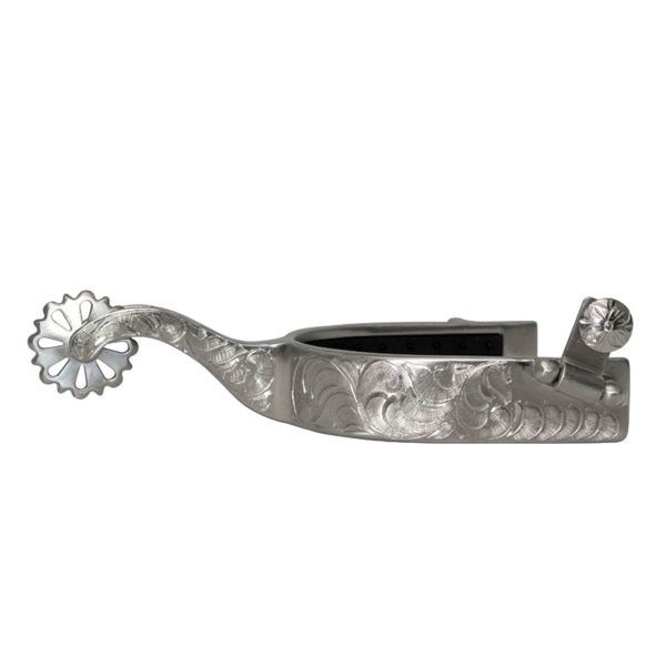 Partrade Rubber Inlayed Stainless Brushed Reiner Spurs Large