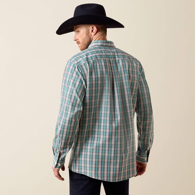 Ariat Men's Wrinkle Free Wolfe Classic Fit Shirt - Blue Turquoise Plaid