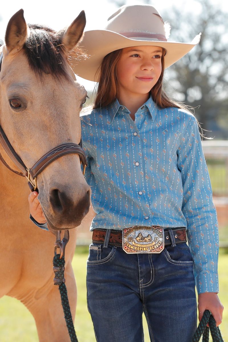Cruel Girl Light Blue Long Sleeve Print Top CTW8040010