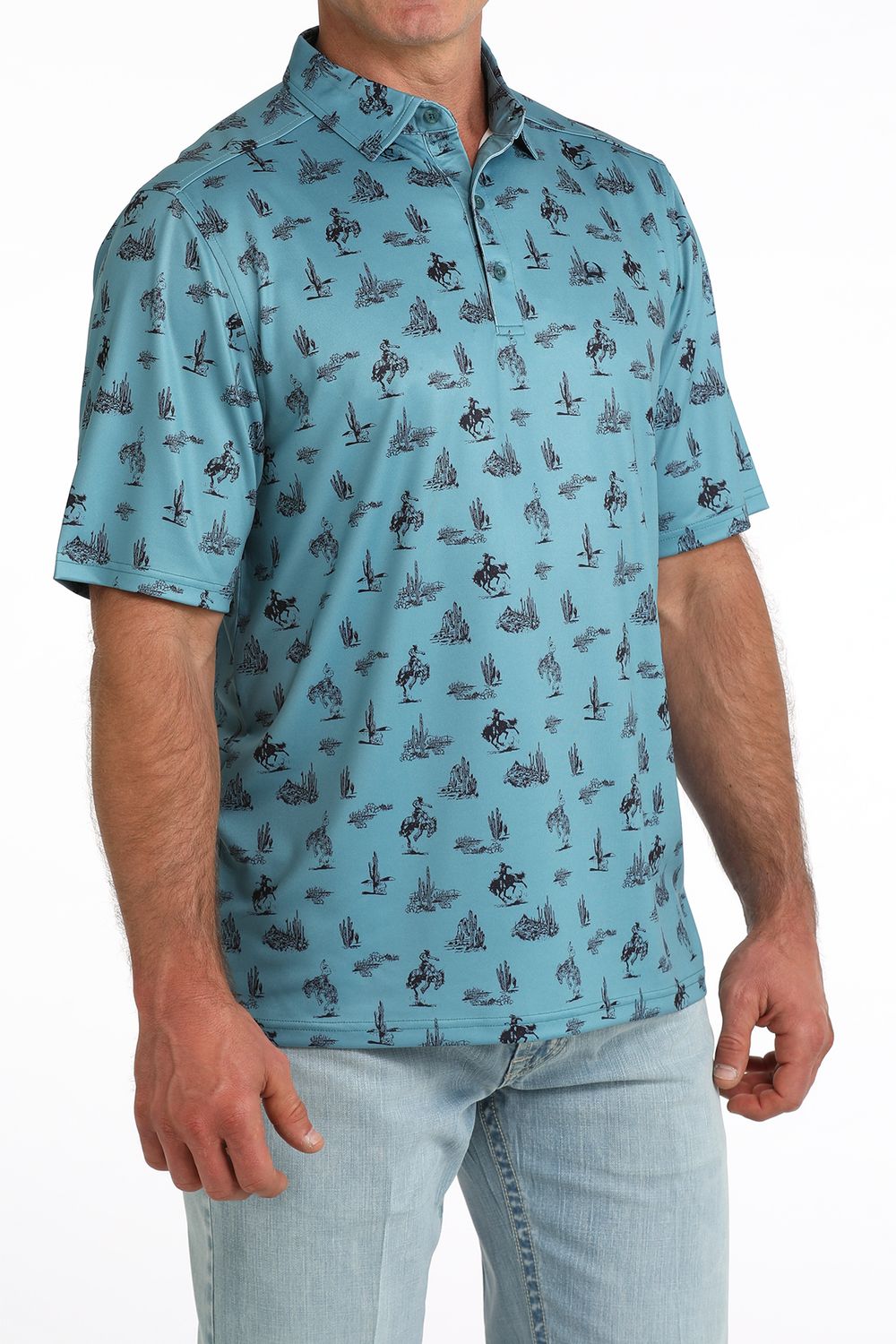 Cinch Teal Men's Short Sleeve ArenaFlex Polo