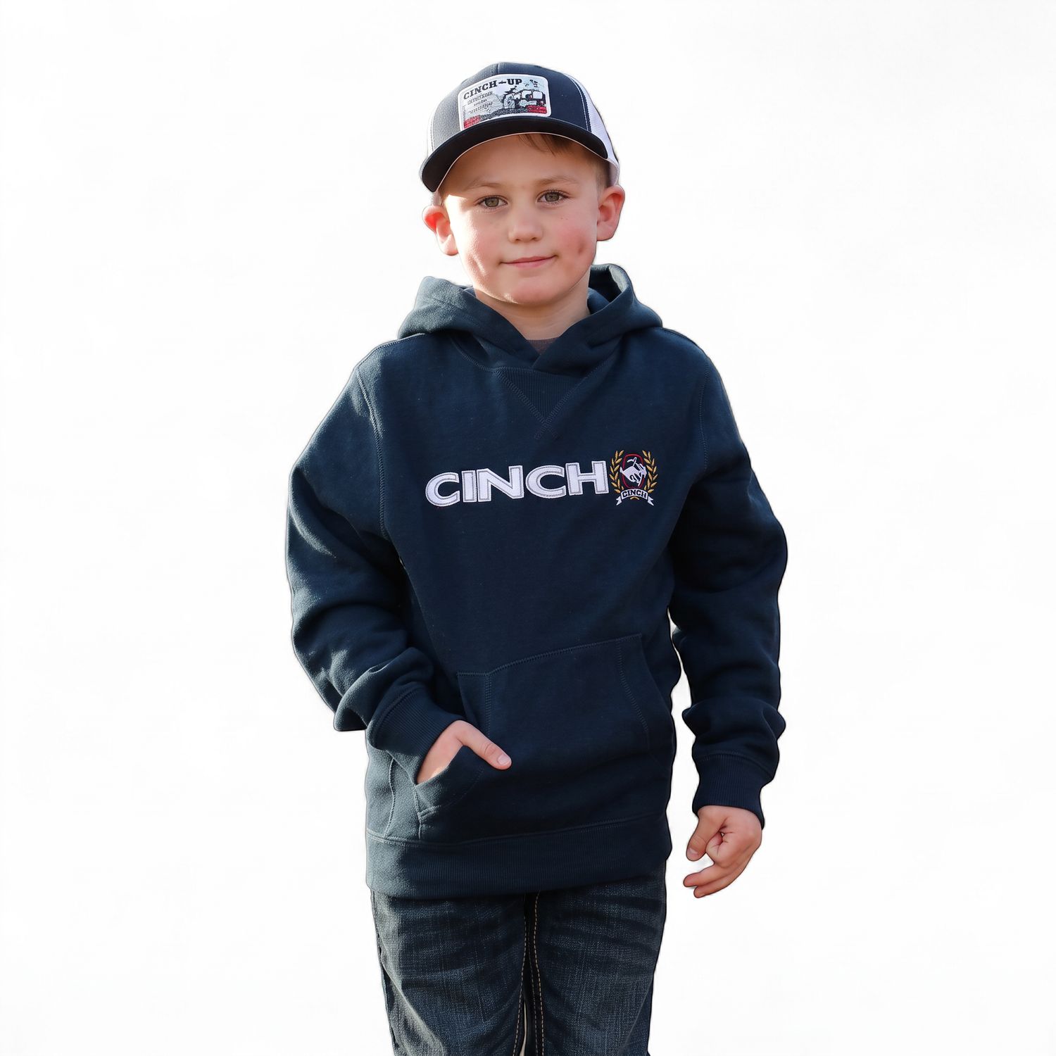 Cinch Boys' Navy Throwback Varsity Hoodie