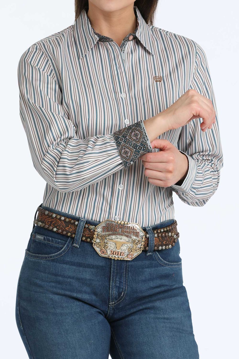 Cinch Womens Long Sleeve Stripe Top
