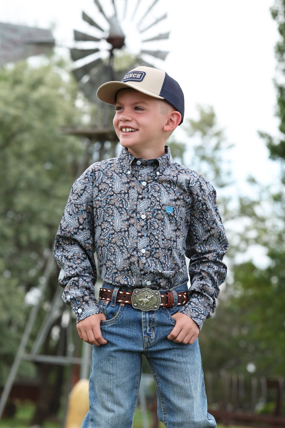 Cinch Boys' Multi Long Sleeve Print Shirt