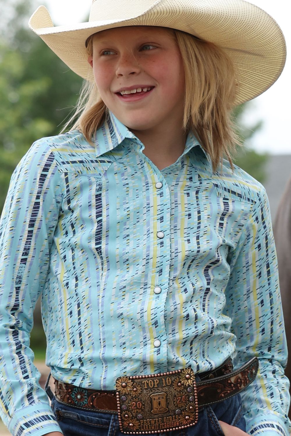 Cruel Girl Light Blue Long Sleeve Print Top CTW8040018