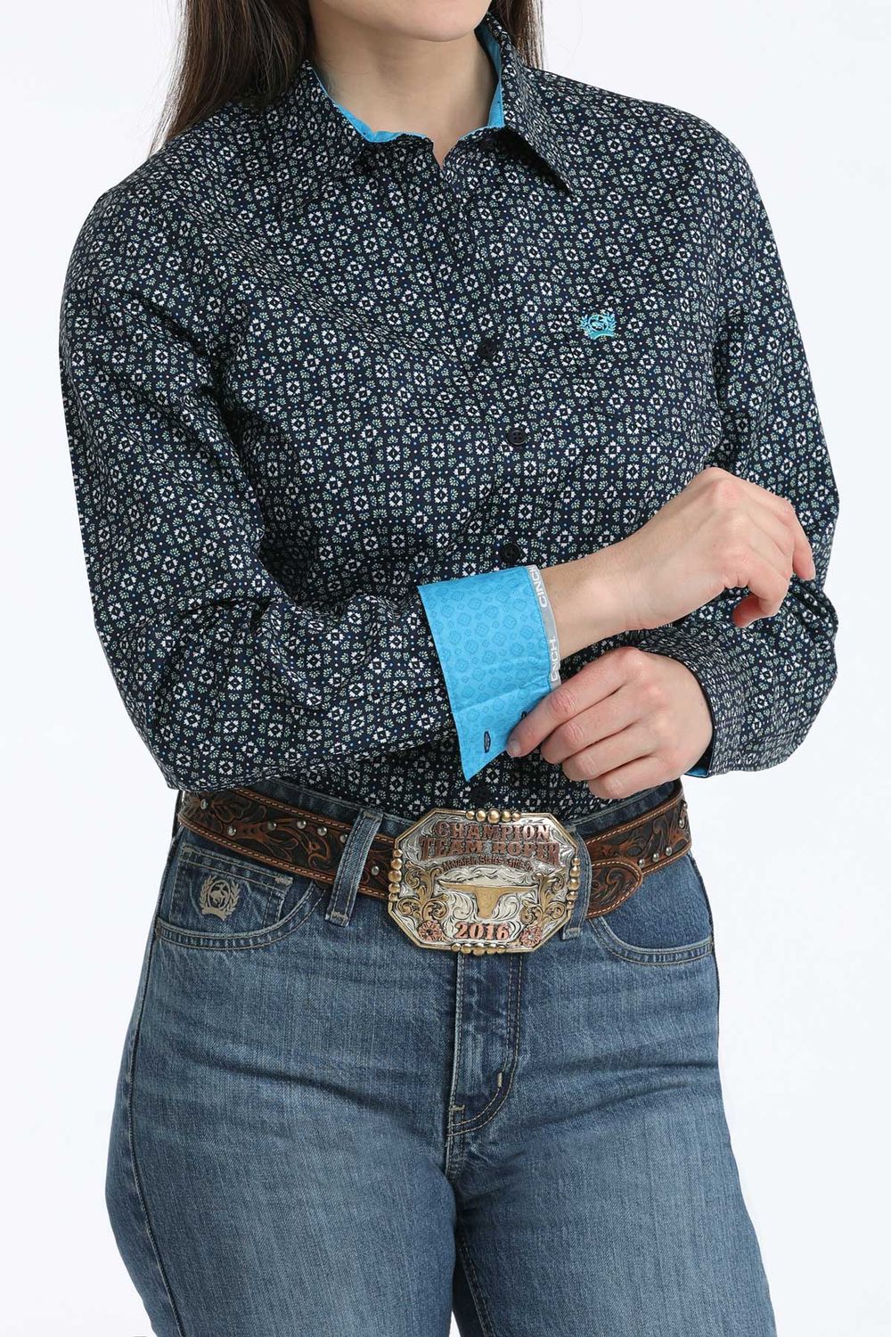 Cinch Womens Long Sleeve Print Top
