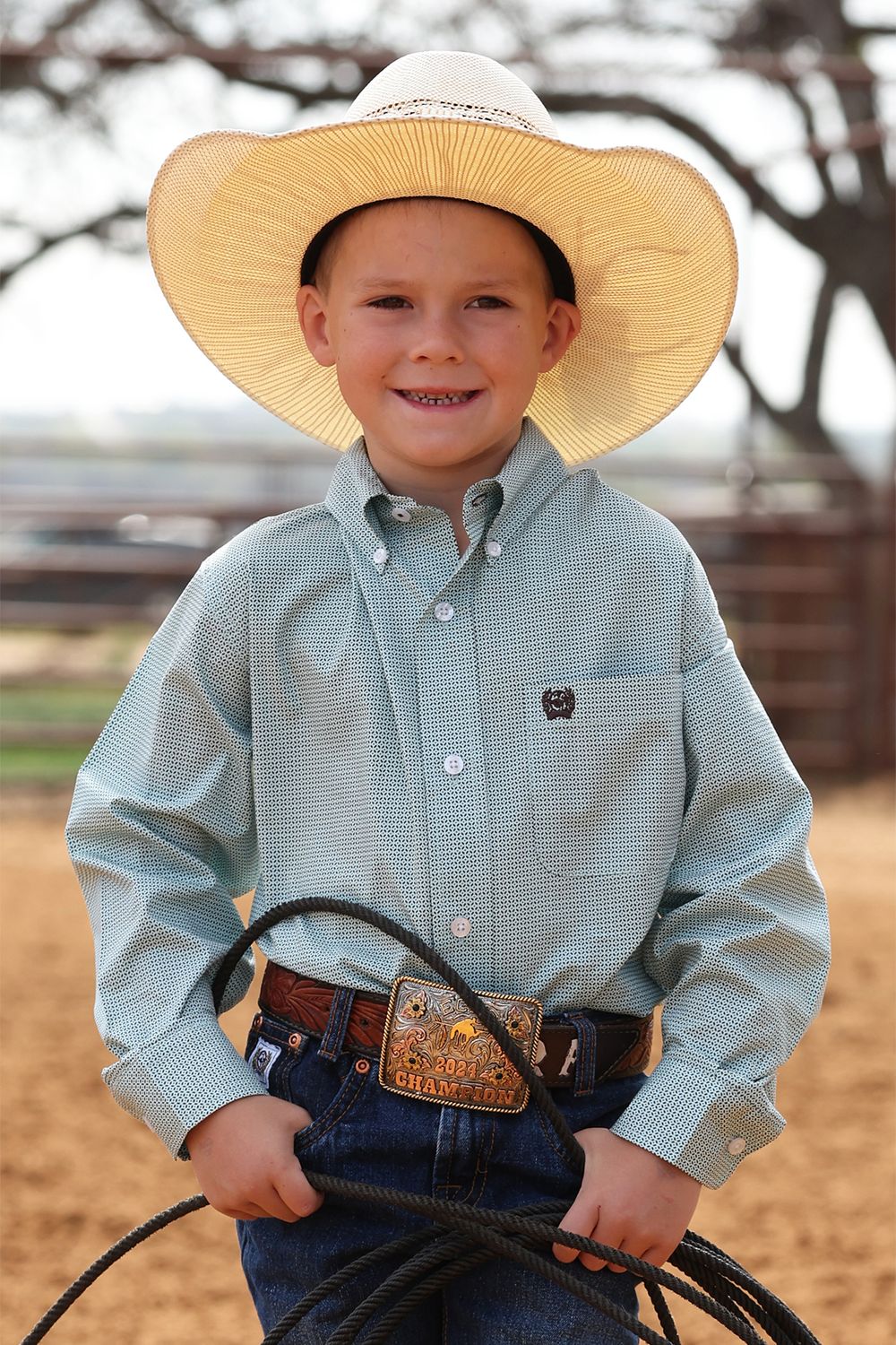 Cinch Boys' Blue Long Sleeve Print Shirt MTW7060409