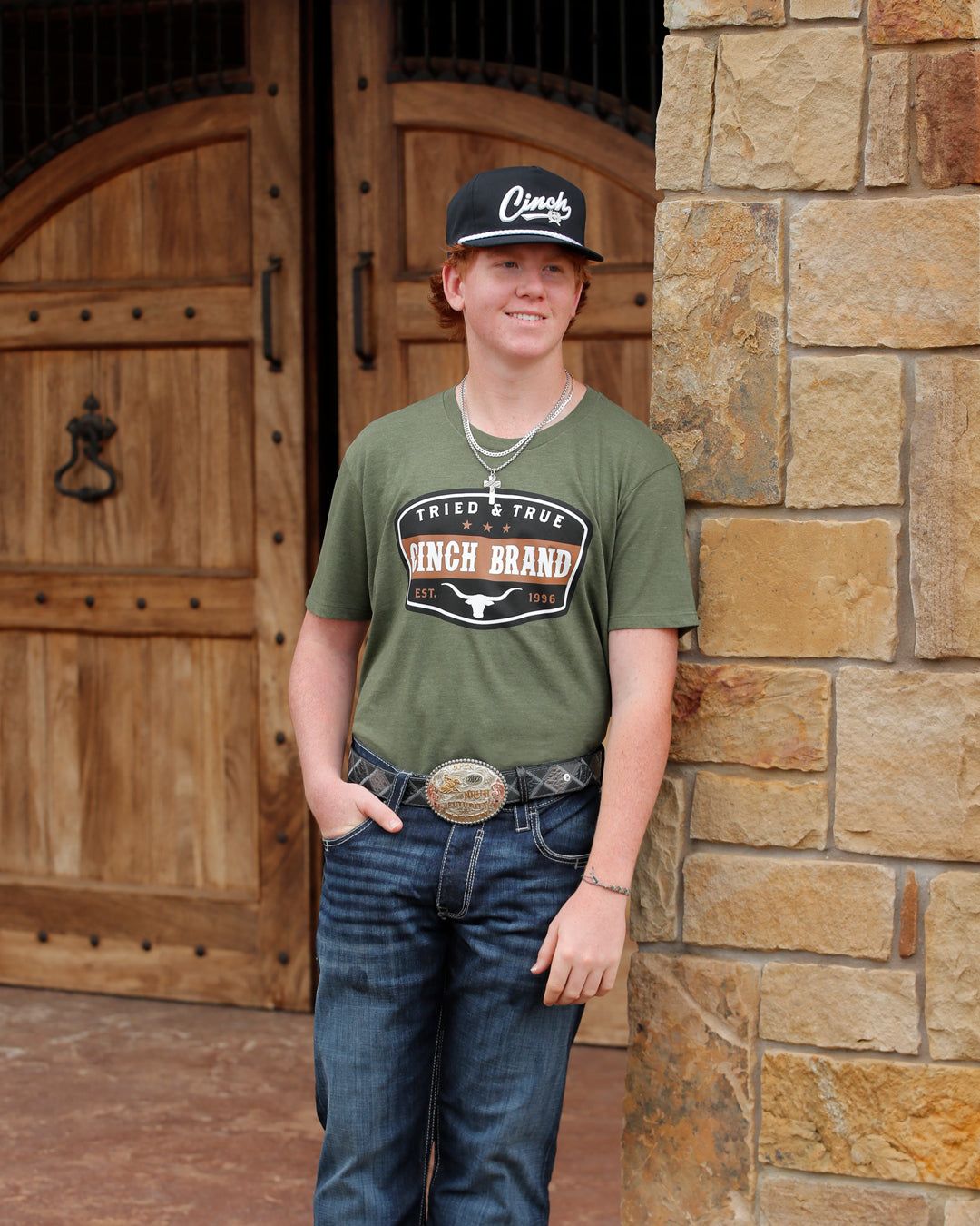 Cinch Men's Olive Short Sleeve Jersey Tee