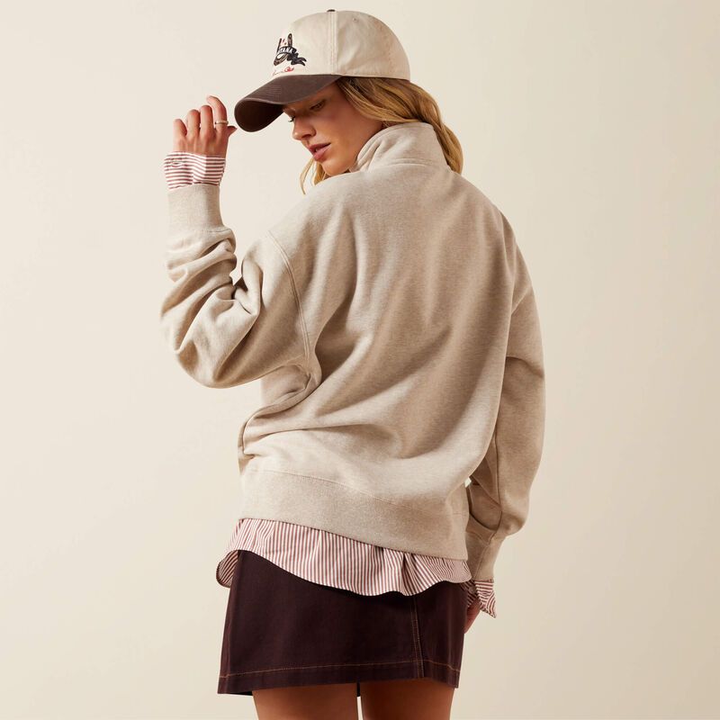 Ariat Women's Running Wild 1/2 Zip Sweatshirt - Oatmeal Heather
