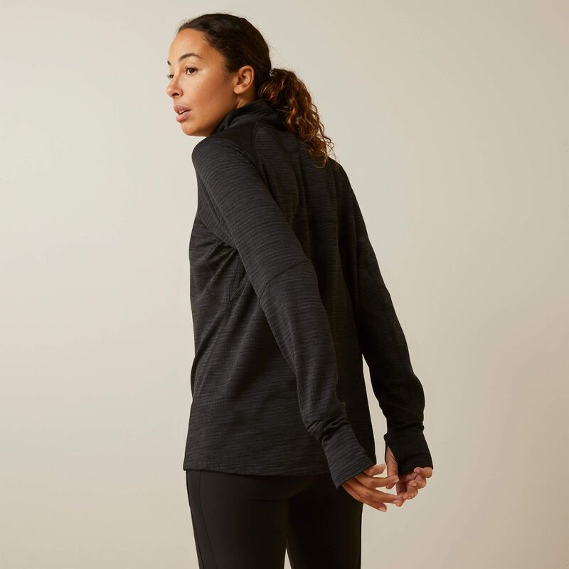 Ariat Women's Rebar Gridwork Baselayer 1/4 Zip Watch Window T-Shirt - Black