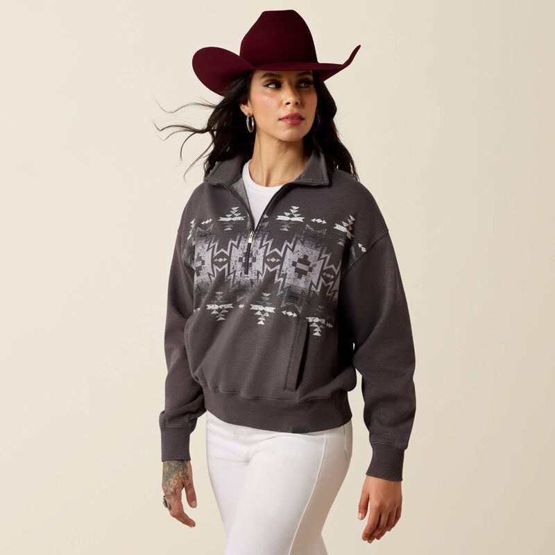 Ariat Women's Fern 1/2 Zip Sweatshirt - Black Acid Wash