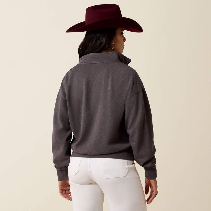 Ariat Women's Fern 1/2 Zip Sweatshirt - Black Acid Wash