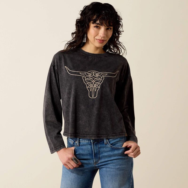 Ariat Women's Steer Story Long Sleeve T-Shirt - Black