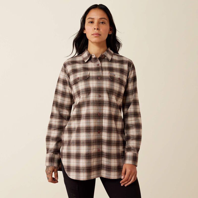 Ariat Women's Rebar DuraStretch Flannel Tunic - Silver Grey