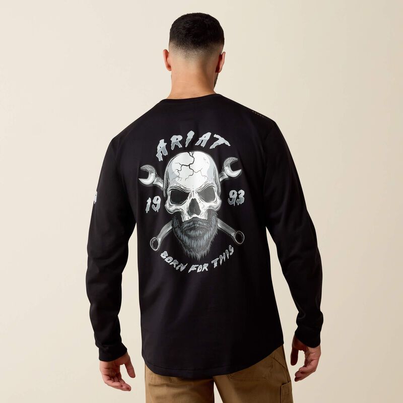 Ariat Men's Rebar Workman Bearded Skull Long Sleeve T-Shirt - Black