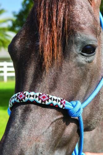 Professional’s Choice Beaded Rope Halter, Color: Aqua