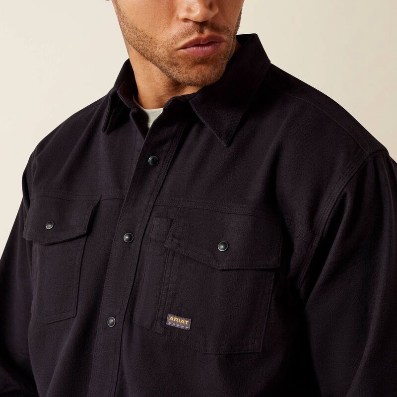 Ariat Men's Rebar Flannel Twill Snap Work Shirt, Color: Black, Size: S