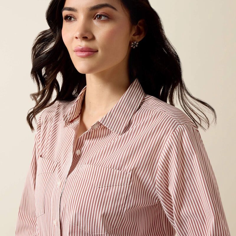 Ariat Women's Everything Shirt, Color: Burnt Henna Stripe, Size: S
