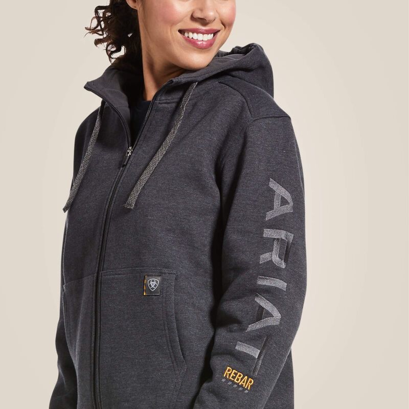 Ariat Women's Rebar All-Weather Full Zip Hoodie, Color: Charcoal Heather, Size: XS
