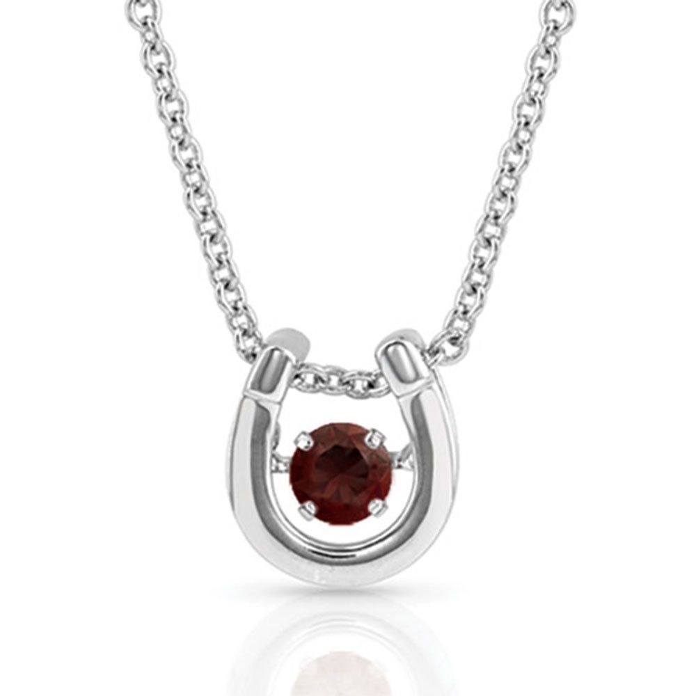 Montana Silversmiths Dancing Birthstone Horseshoe Necklace, Birthstone Month: January
