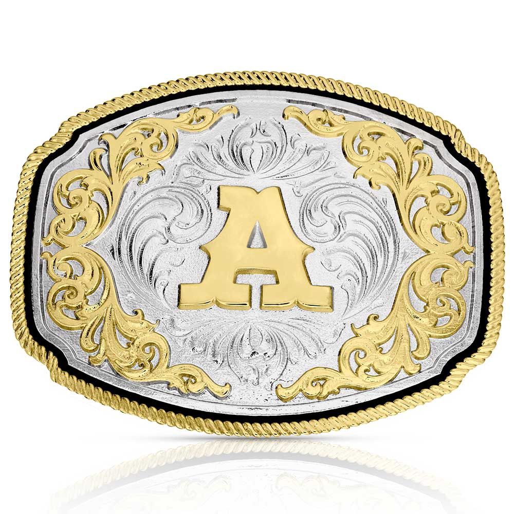Montana Silversmiths Western Initial Belt Buckle, Letter: A