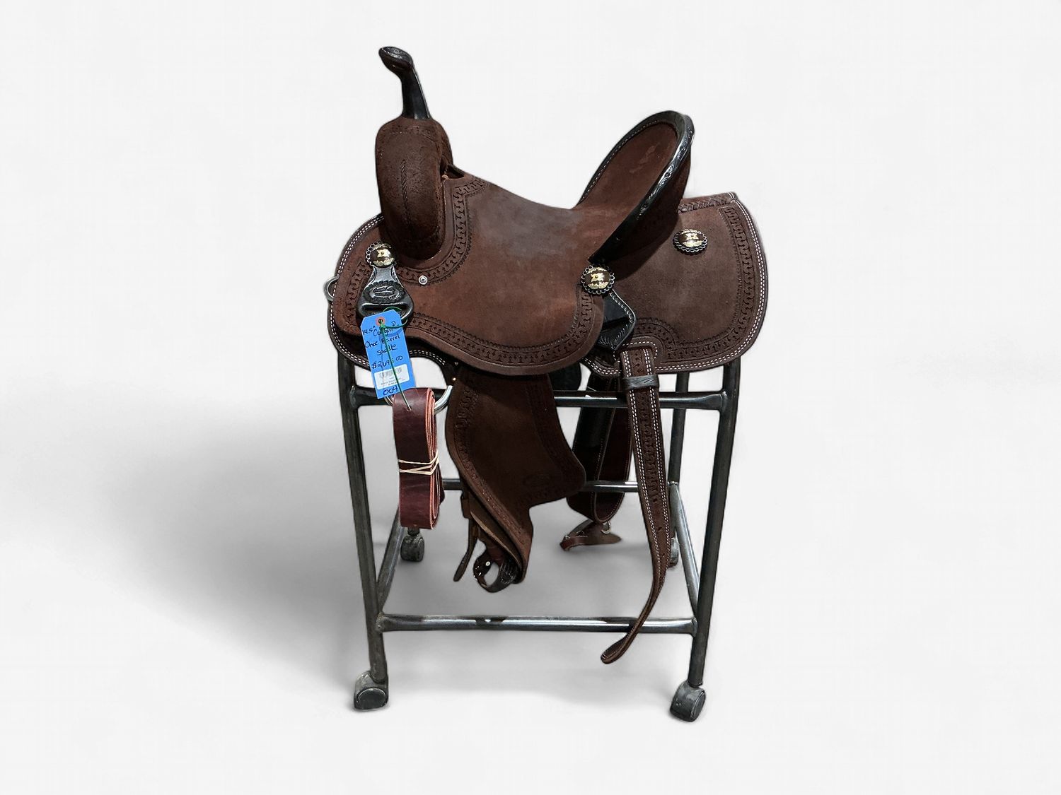 Irvine Cowgirl ProChocolate Barrel Saddle - 14.5" Roughout &amp; Full Border