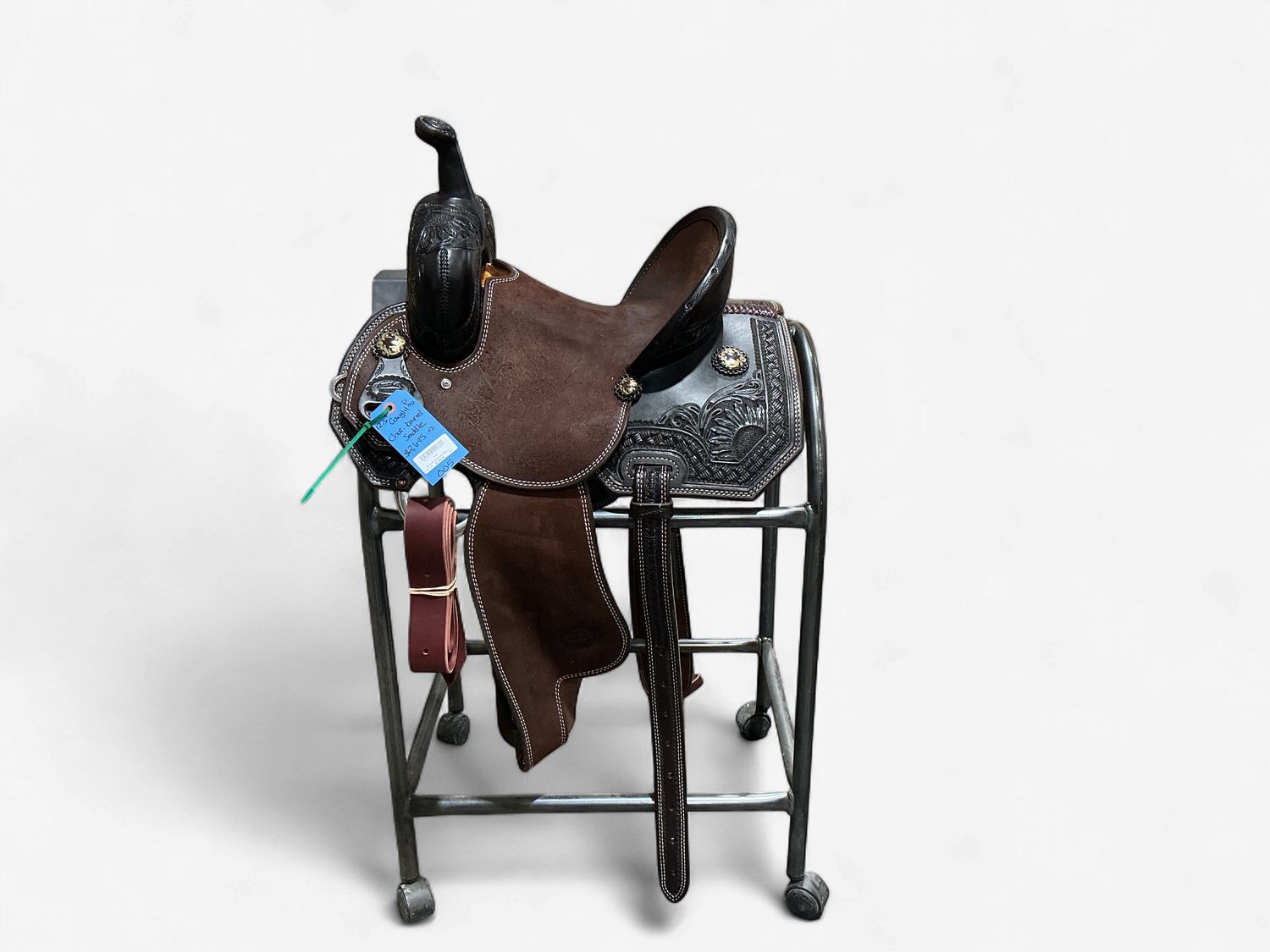Irvine Cowgirl Pro Chocolate Barrel Saddle - 12.5" Floral Border &amp; Stitched Details