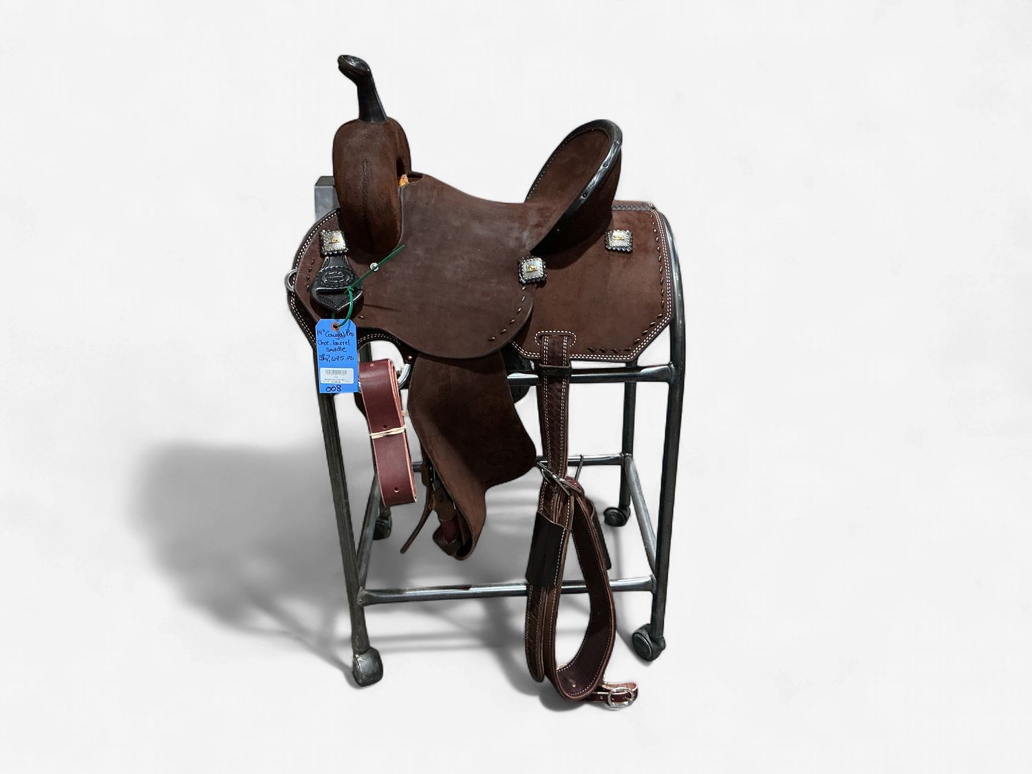 Irvine Cowgirl Pro Chocolate Barrel Saddle - 14" Roughout &amp; Full Border