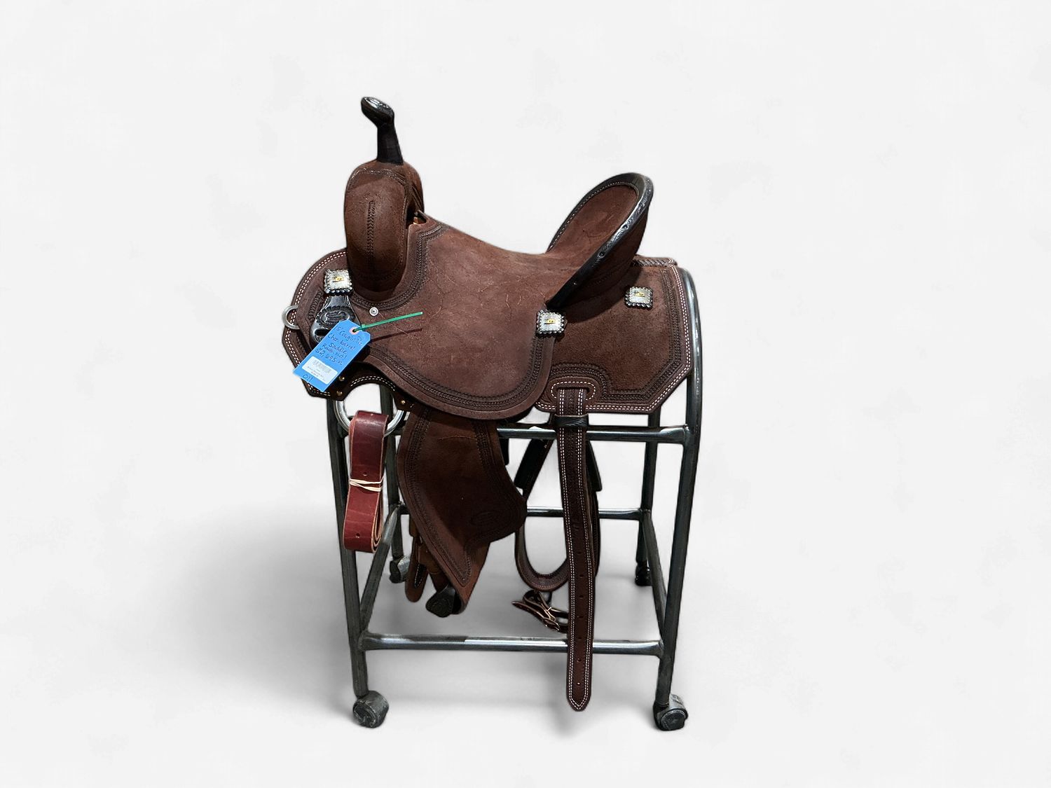 Irvine Cowgirl Pro Chocolate Barrel Saddle - 15" Roughout &amp; Full Border