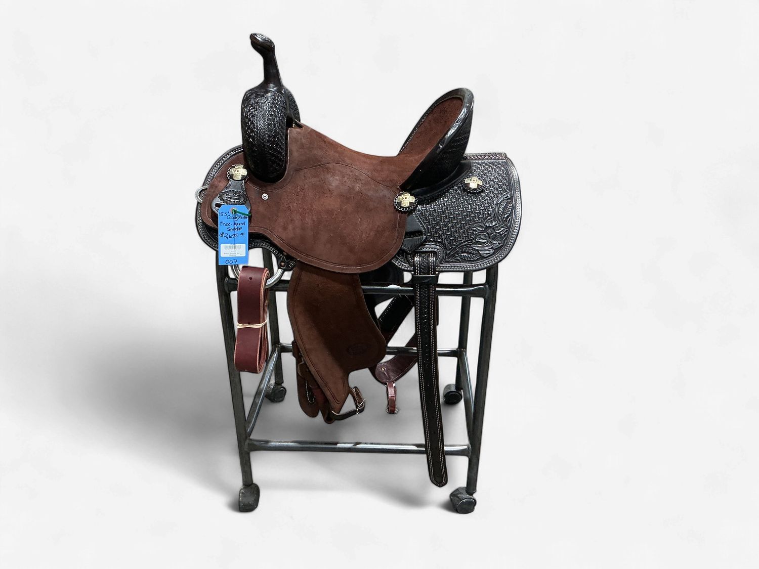 Irvine Cowgirl Pro Chocolate Barrel Saddle - 15.5" Combo Tooling &amp; Full Border