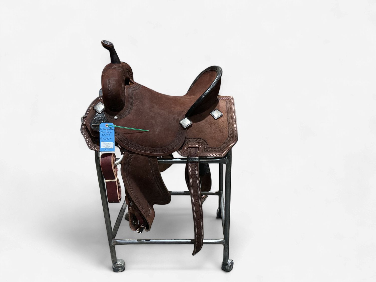 Irvine Cowgirl Pro Chocolate Barrel Saddle - 17" Roughout &amp; Full Border