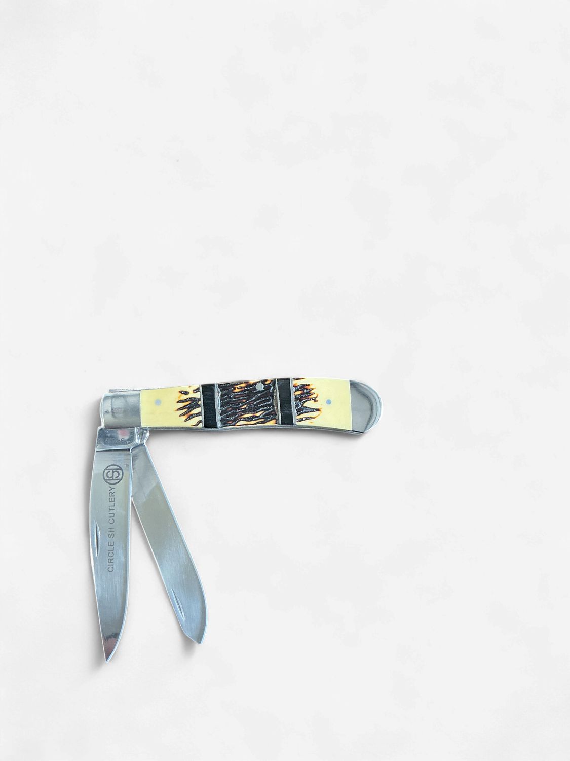 Circle SH Two-Blade Faux Bone Handle Pocket Knife