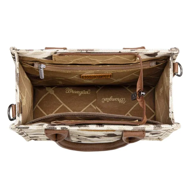 Wrangler Camo Print Tote/Crossbody - Brown