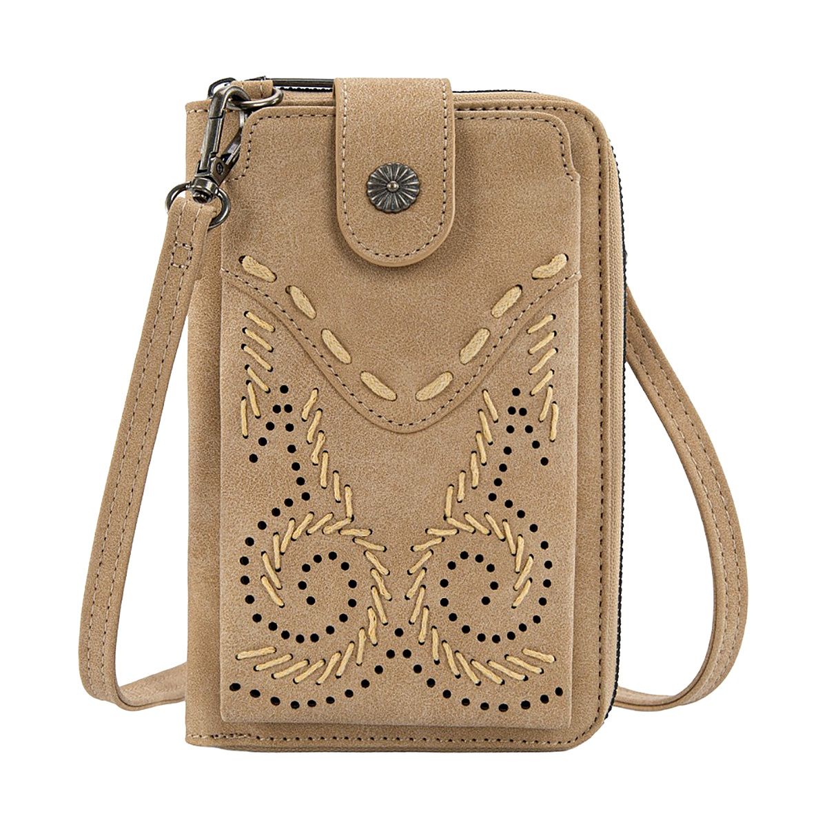 Wrangler Western Stitch RFID Phone Crossbody Wallet - Tan