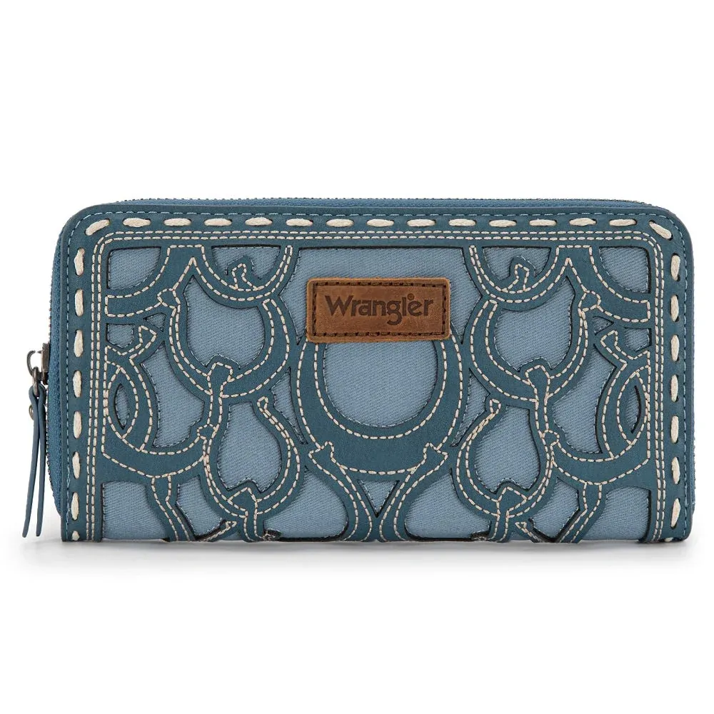 Wrangler Horseshoe Cutout Zip Around Wallet - Jean