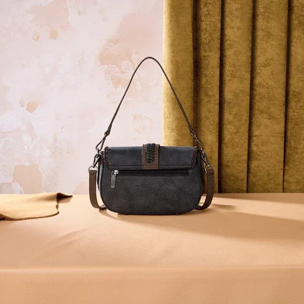 Wrangler Braided Tassel Saddle Crossbody Bag - Black