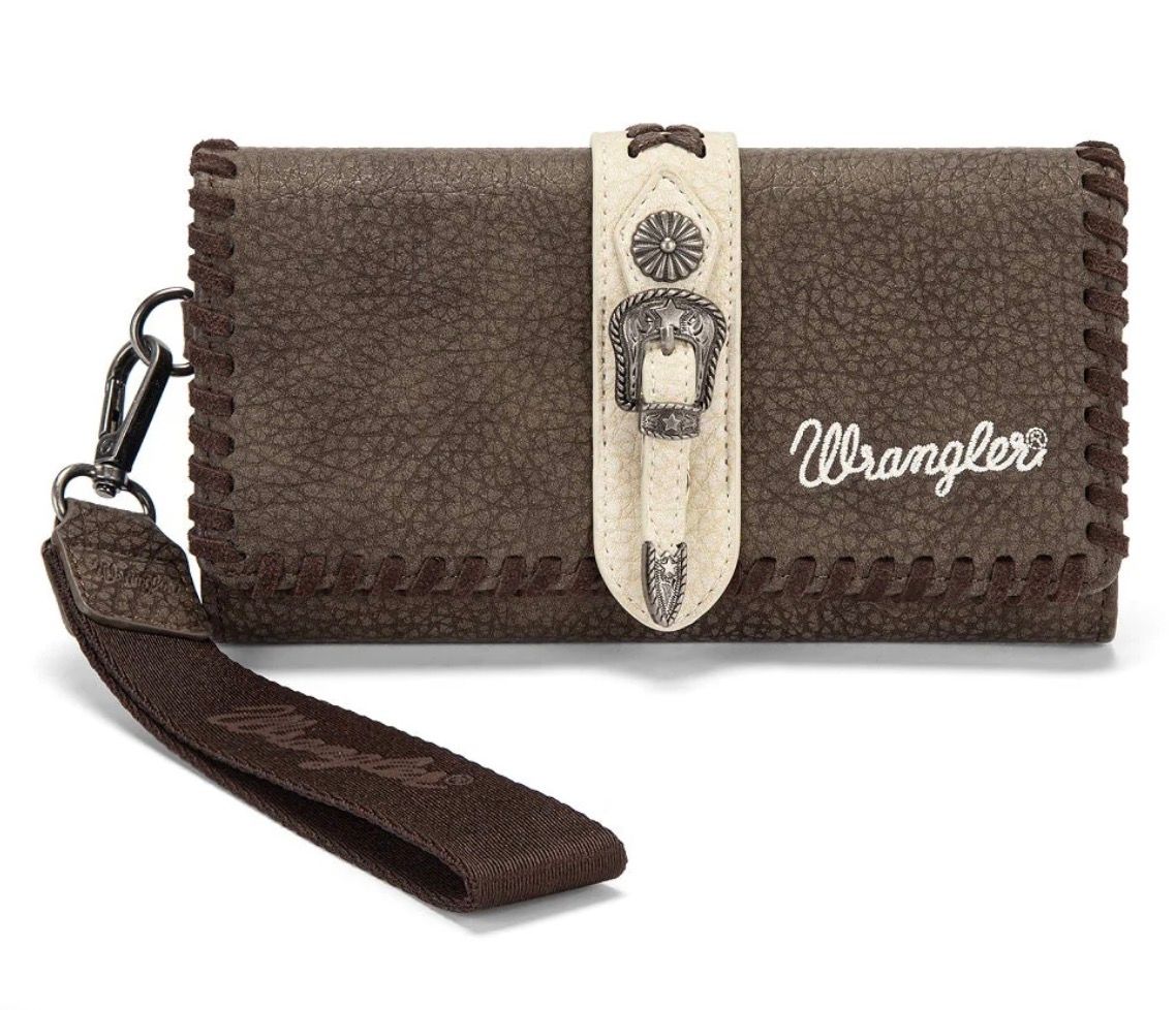 Wrangler Western Buckle RFID Wallet - Coffee