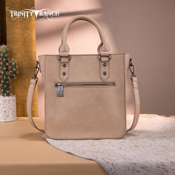 Trinity Ranch Floral Tooled Collection Tote/Crossbody - Tan