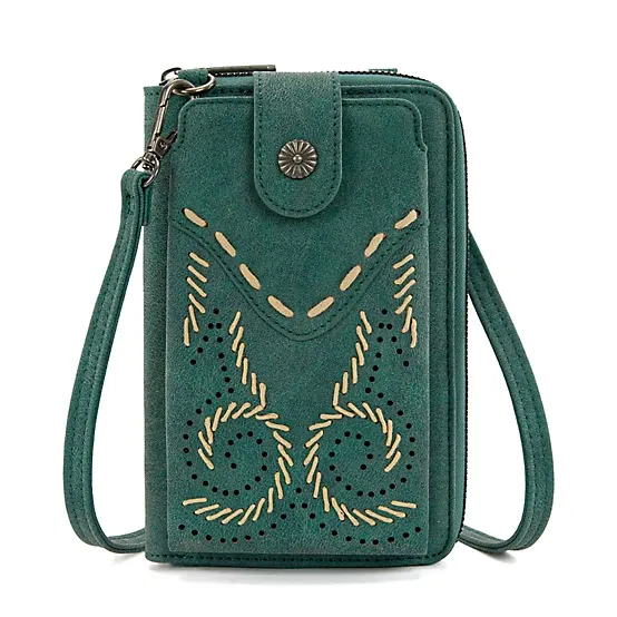 Wrangler Western Stitch RFID Phone Crossbody Wallet - Turquoise