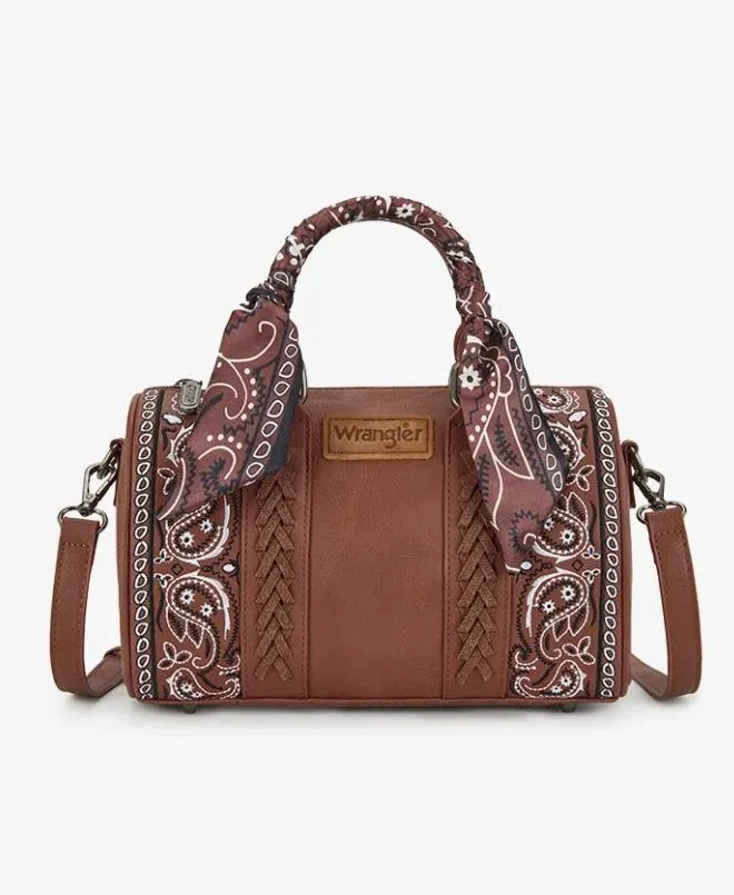 Wrangler Braided Paisley Bandana Boston Bag - Brown