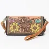 American Darling Hand-Tooled Western Leather Crossbody Purse with Floral Design, Color / Design: AD