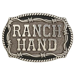 Nocona Rectangular Barbed Wire Ranch Hand Buckle - Light Antique Silver / Rose Gold