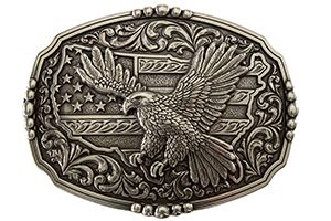 Nocona Rectangular American Flag and Eagle Buckle